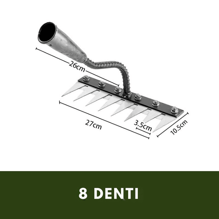 Carbon Steel Garden Rake — 5-8 Teeth Ergonomic