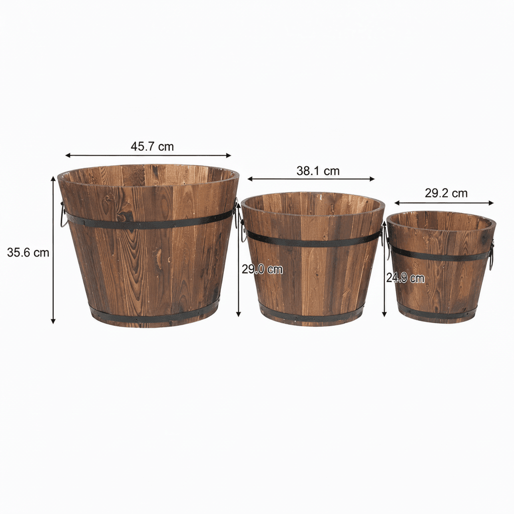 Wooden Plant Pot Set — Natural Indoor and Outdoor Decor
