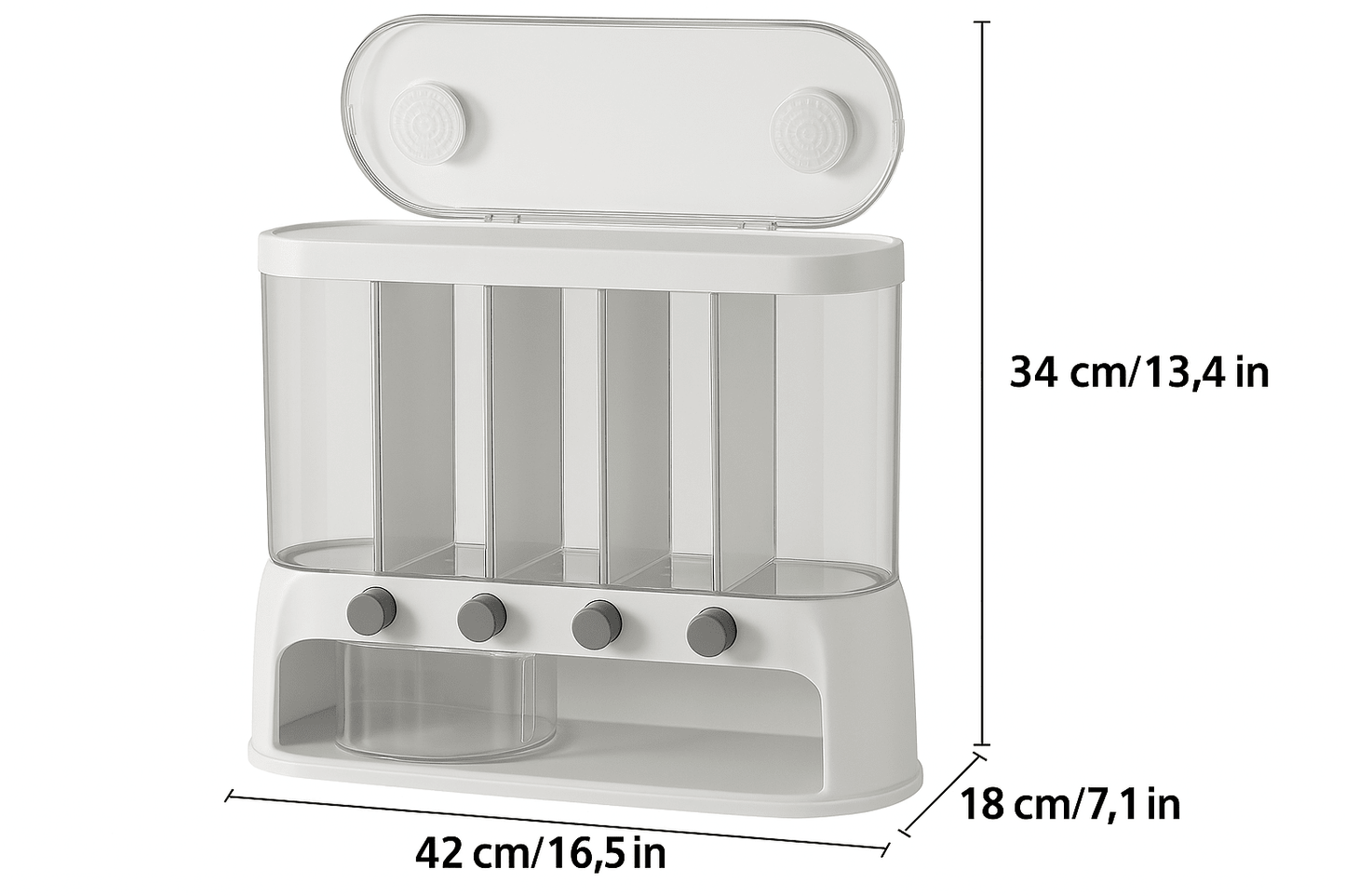 5-Compartment Cereal Dispenser with Airtight Lid