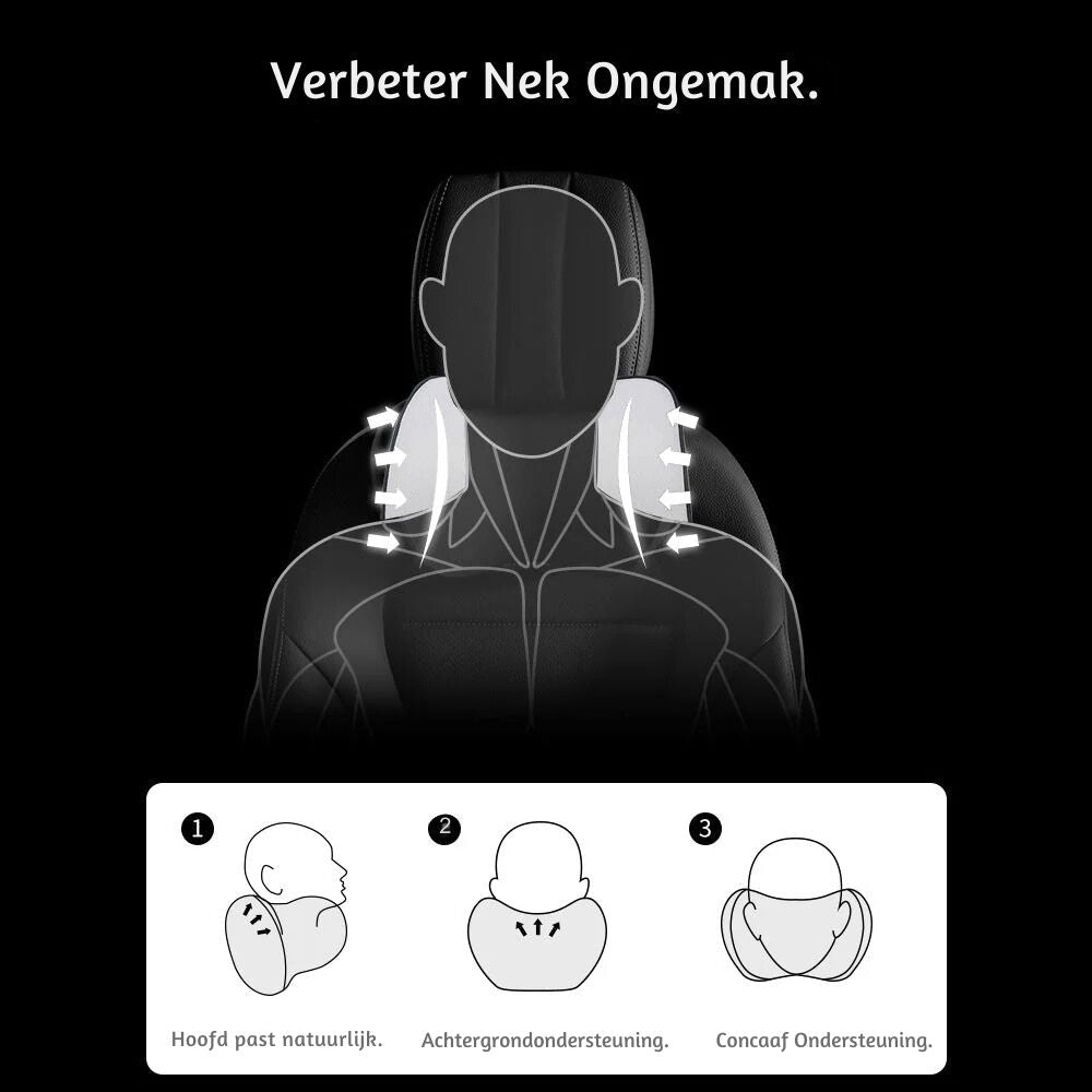 Memory Foam Car Neck Pillows — Ergonomic Set of 2