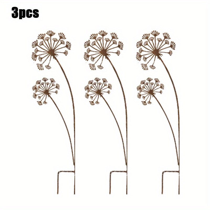 Metal Dandelion Garden Decor — Rustic Outdoor Set