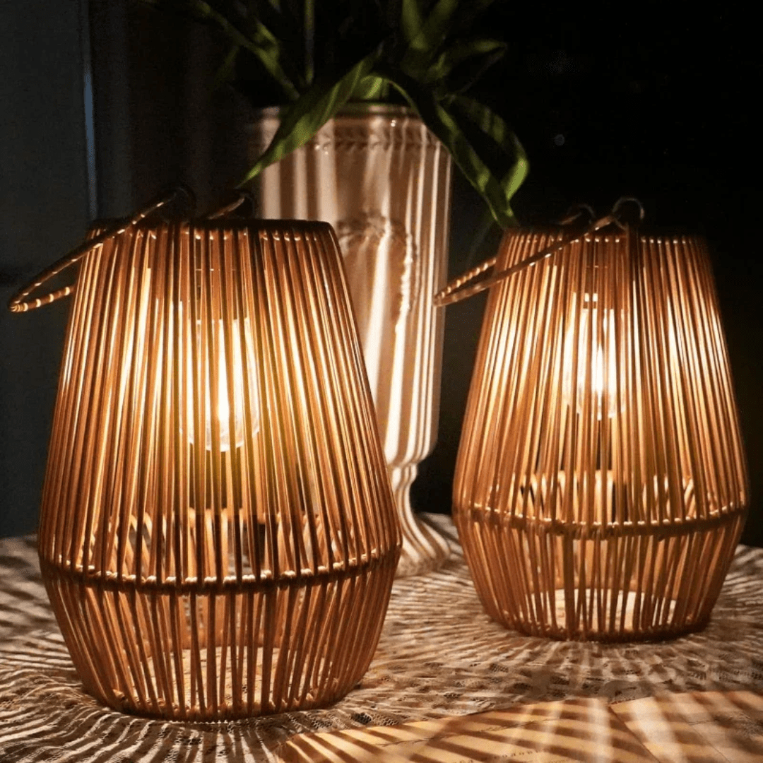 Solar Rattan Lantern — Cordless Outdoor Garden Light