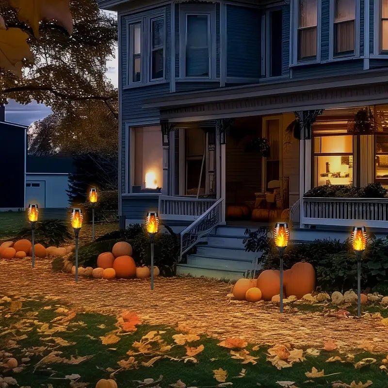 Solar Garden Flame Lights With Flickering Glow
