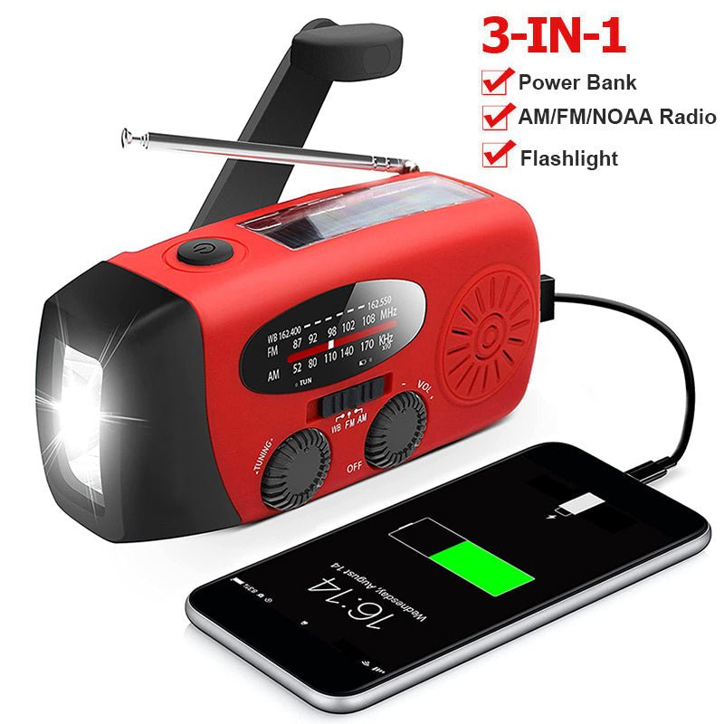 Self-Powered Emergency Radio with Flashlight & Power Bank