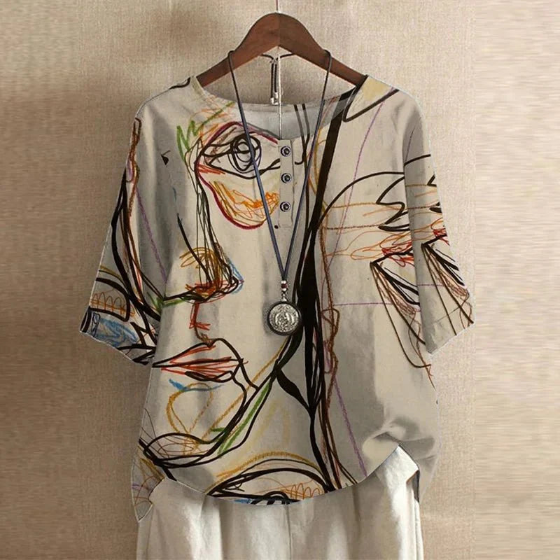Vintage Floral Blouse with Relaxed Comfort Fit