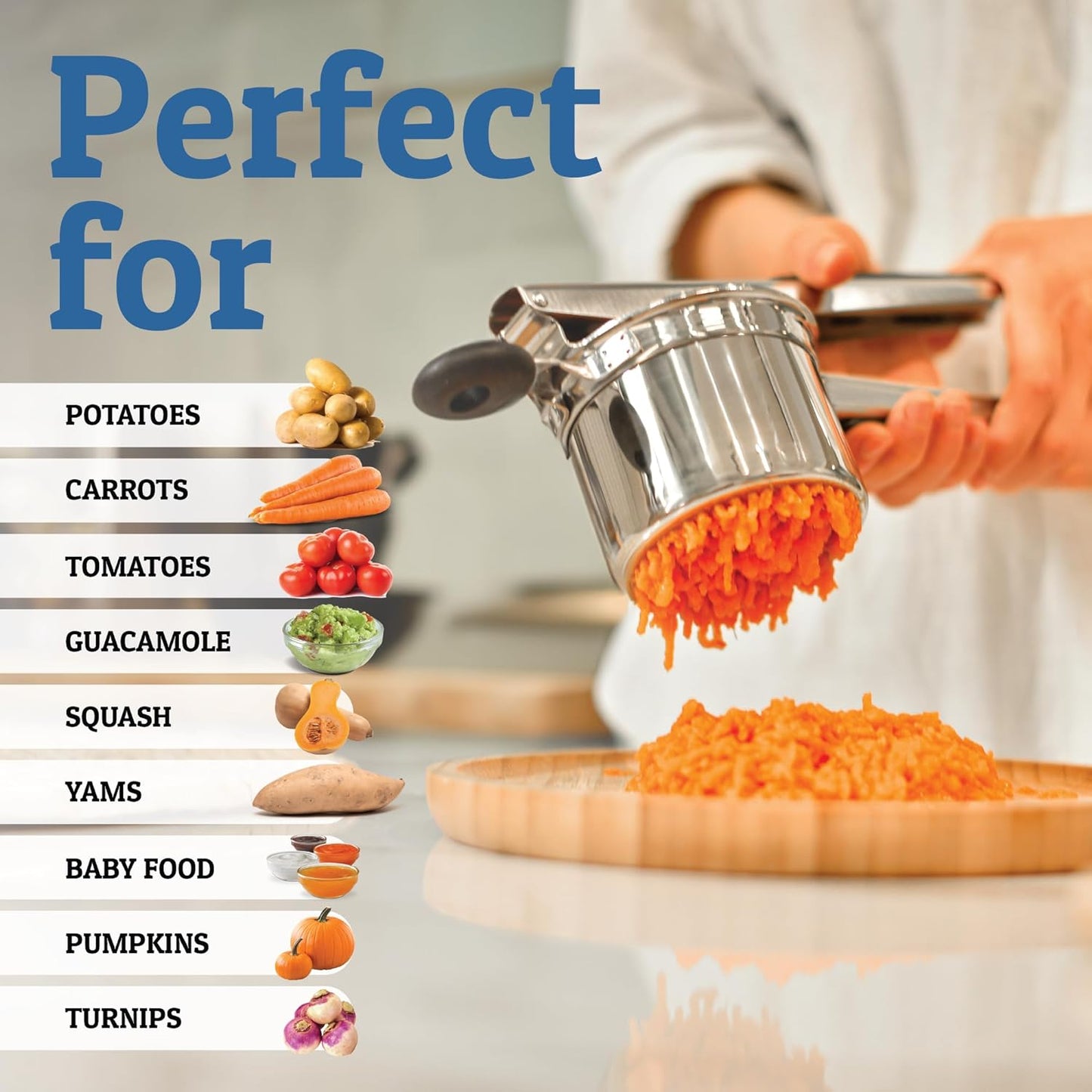 Stainless Steel Potato Masher — Sturdy Tool for Creamy Mash
