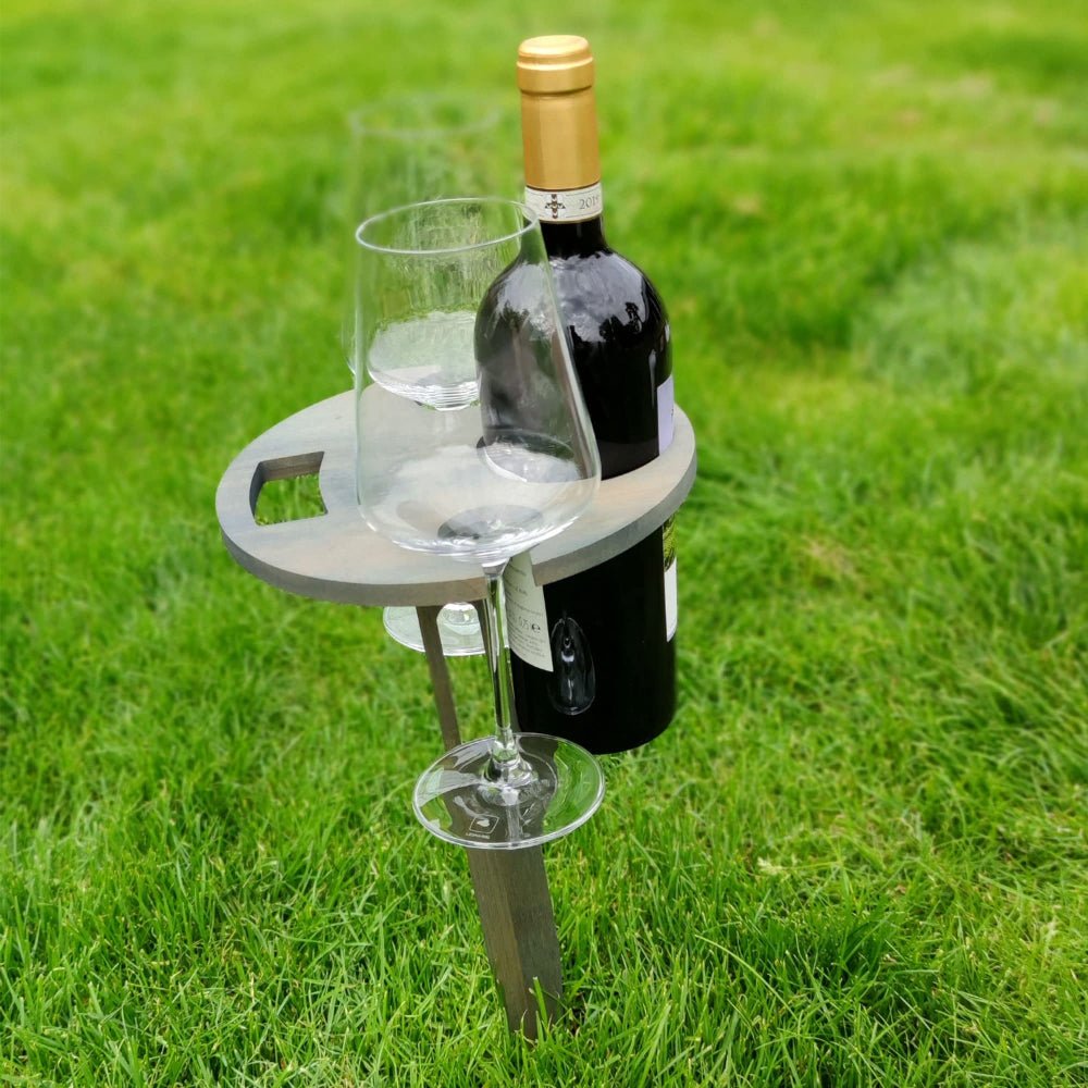 Folding Wooden Picnic Table With Wine Holder