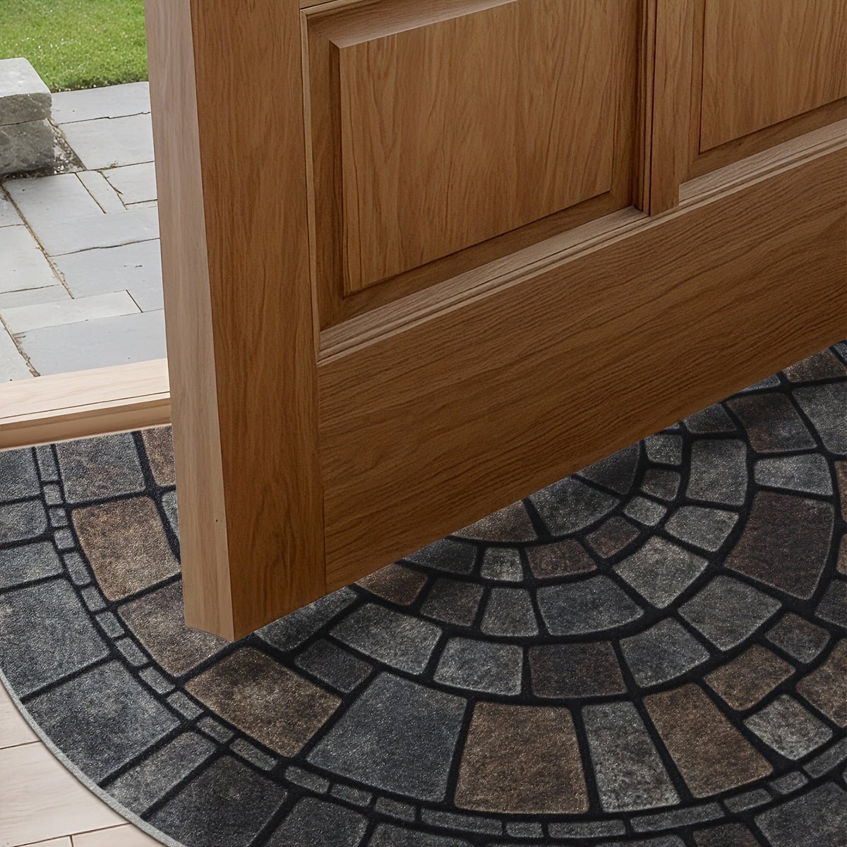 Semicircular Mosaic Doormat — Non-Slip Entrance Mat