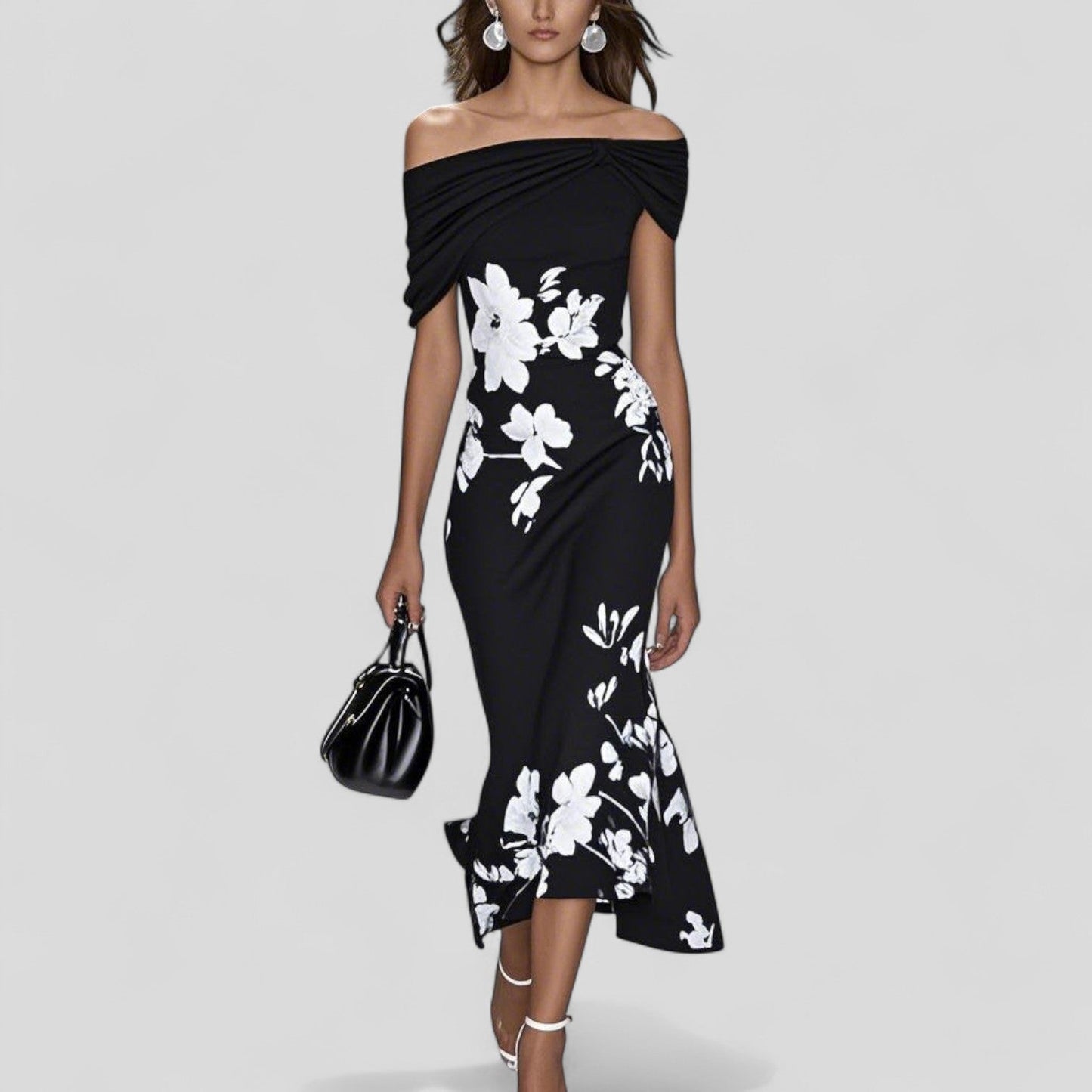 Statement Print Midi Dress — Relaxed Elegant Fit