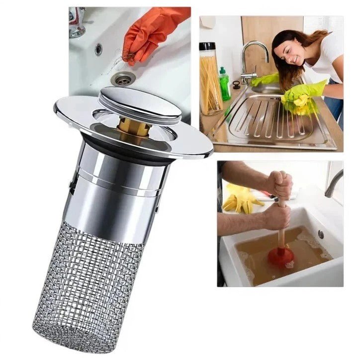 Pop-Up Sink Stopper With Anti-Odor Filter Strainer