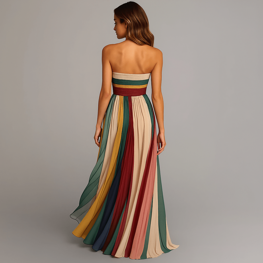 Strapless Pleated Maxi Dress for Special Occasions