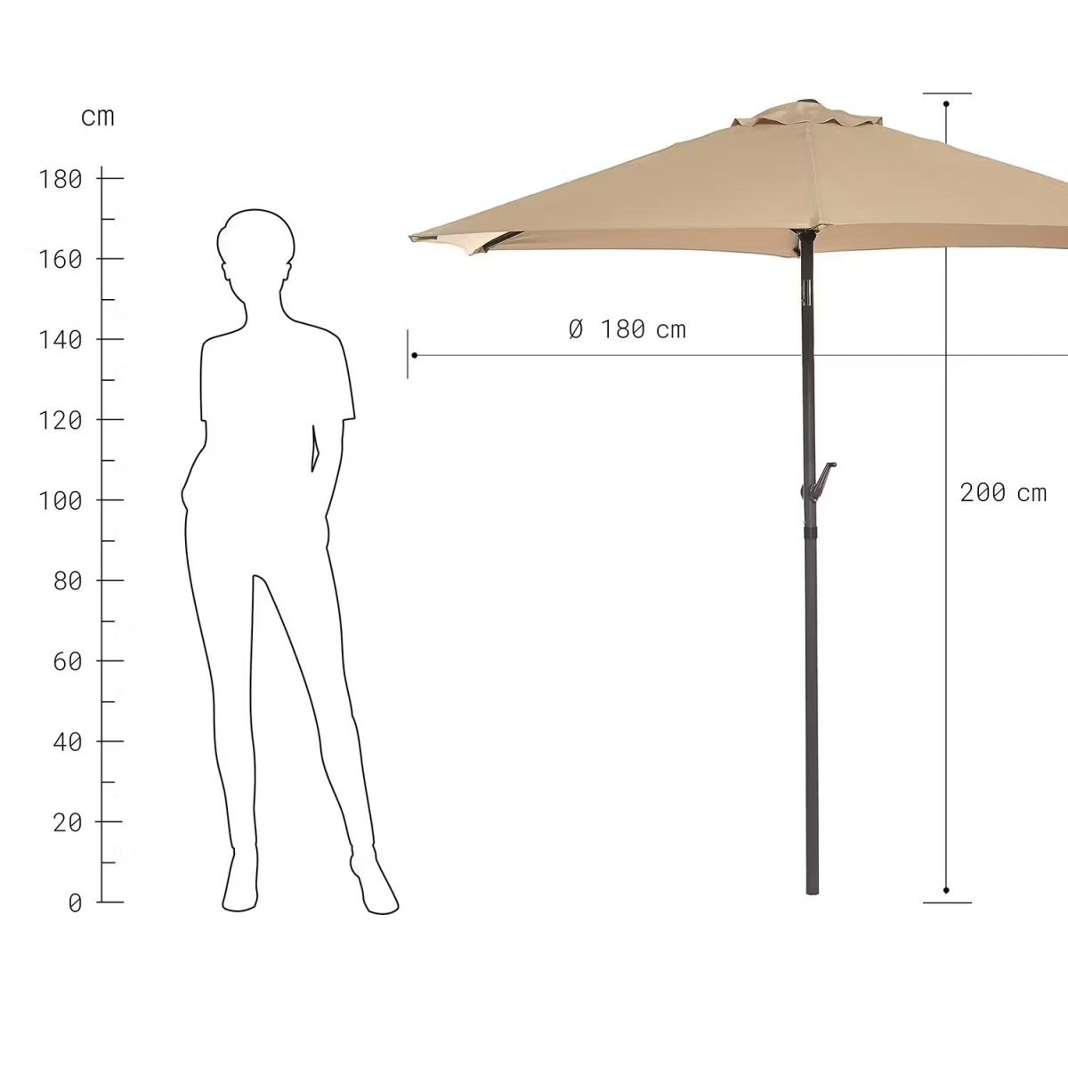 Tilting Garden Parasol — 180 cm UV Protection Umbrella