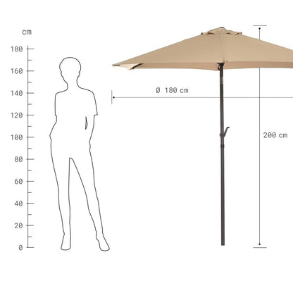 Tilting Garden Parasol — 180 cm UV Protection Umbrella