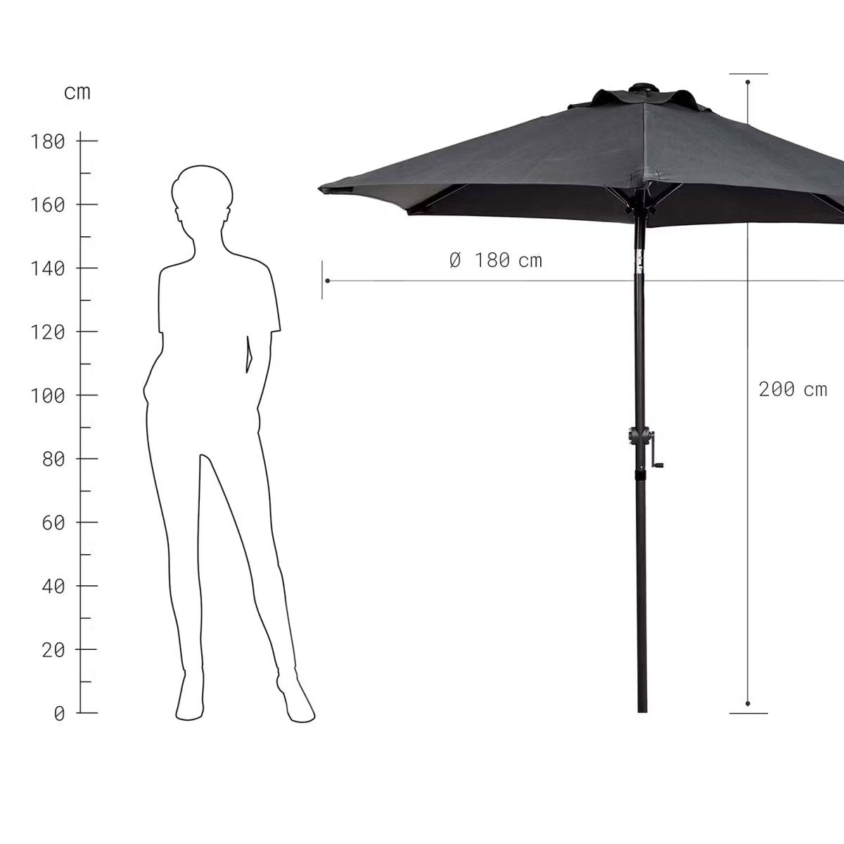 Tilting Garden Parasol — 180 cm UV Protection Umbrella