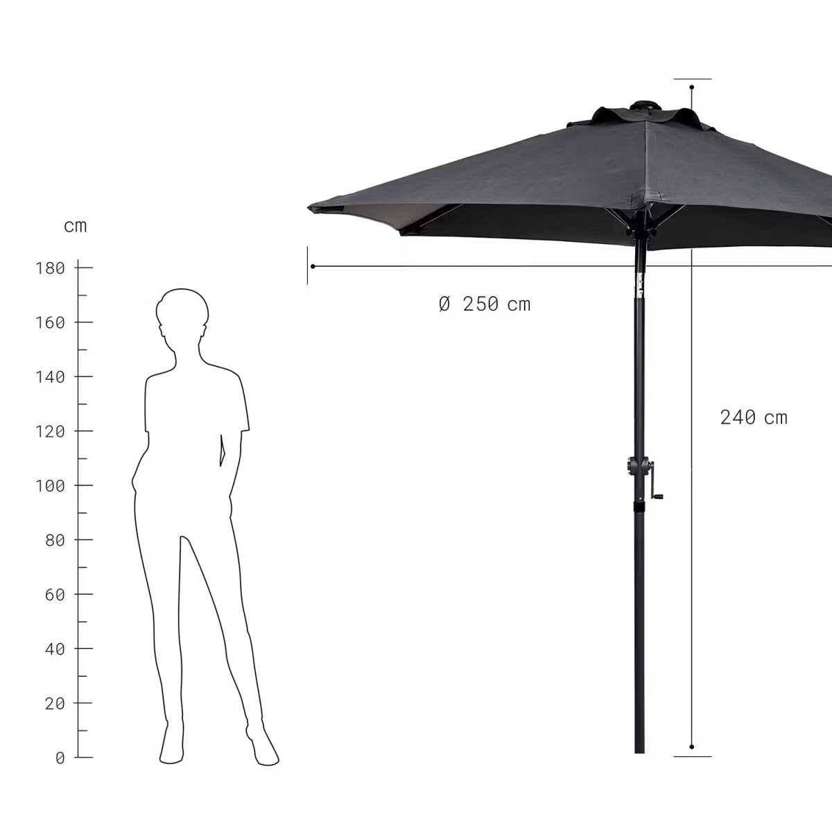 Tilting Garden Parasol — 180 cm UV Protection Umbrella