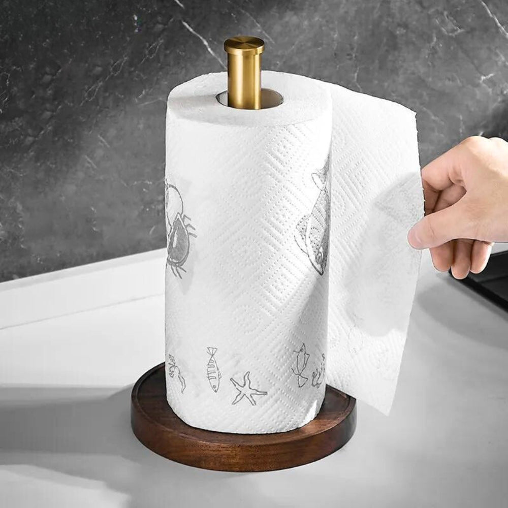 Solid Walnut Kitchen Paper Towel Holder — Minimalist Stand