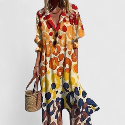 Boho Midi Dress — Colorful Print Flowy Fit