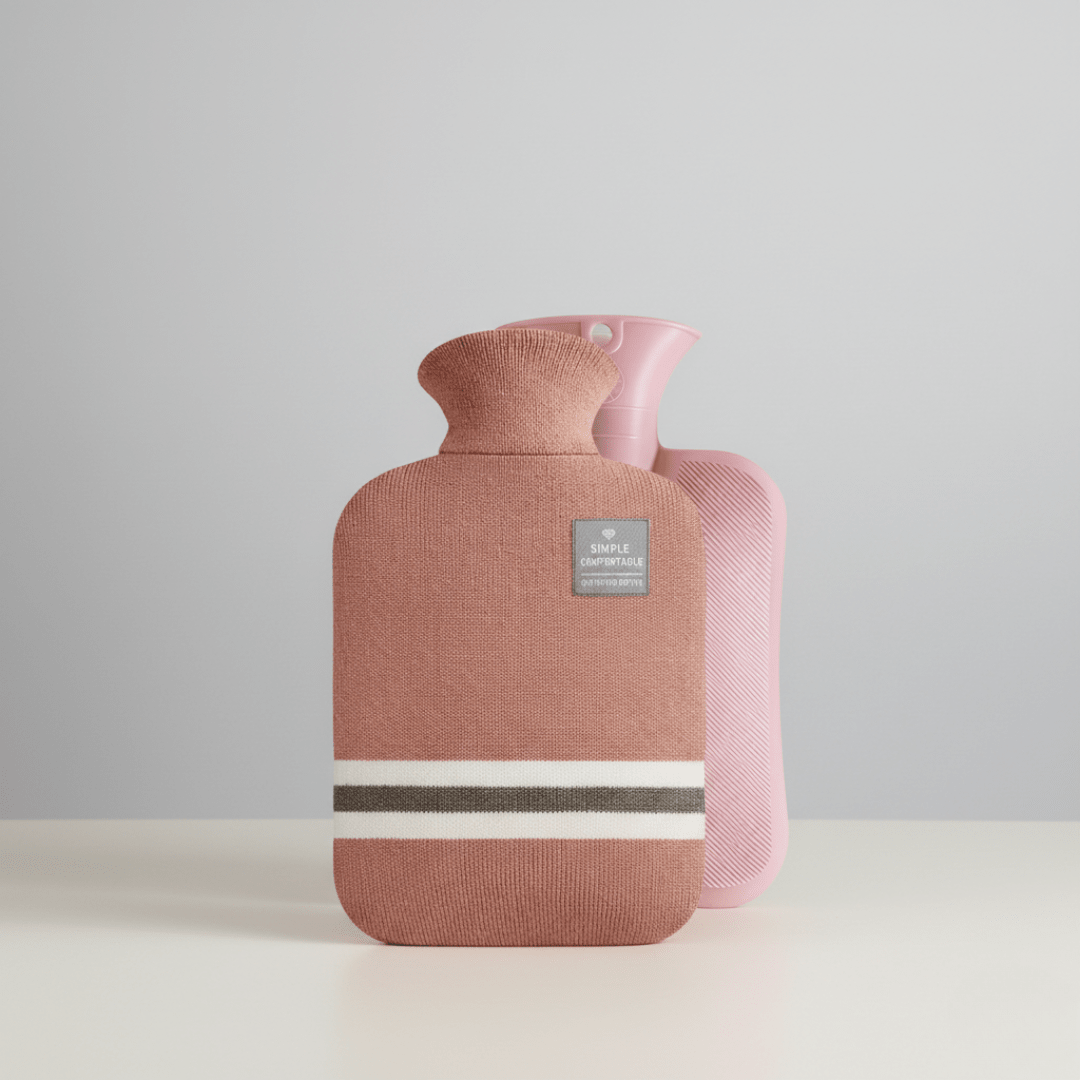 XL 2L Hot Water Bottle with Knit Cover — 8h Lasting Heat