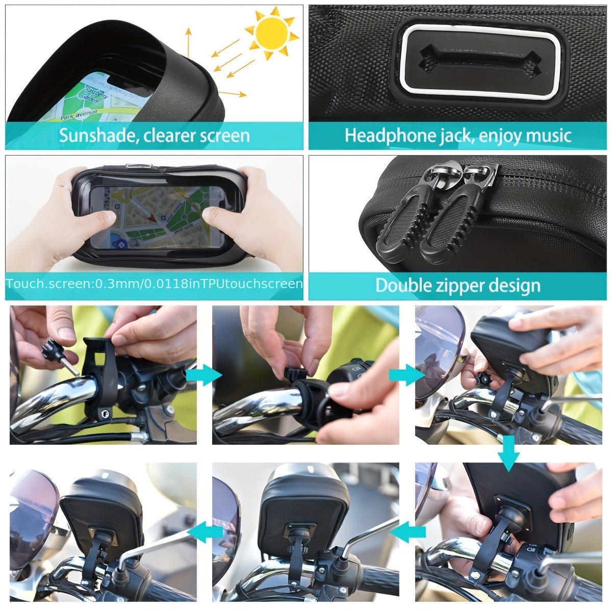Waterproof Bike & Motorcycle Phone Holder — 360 Rotation