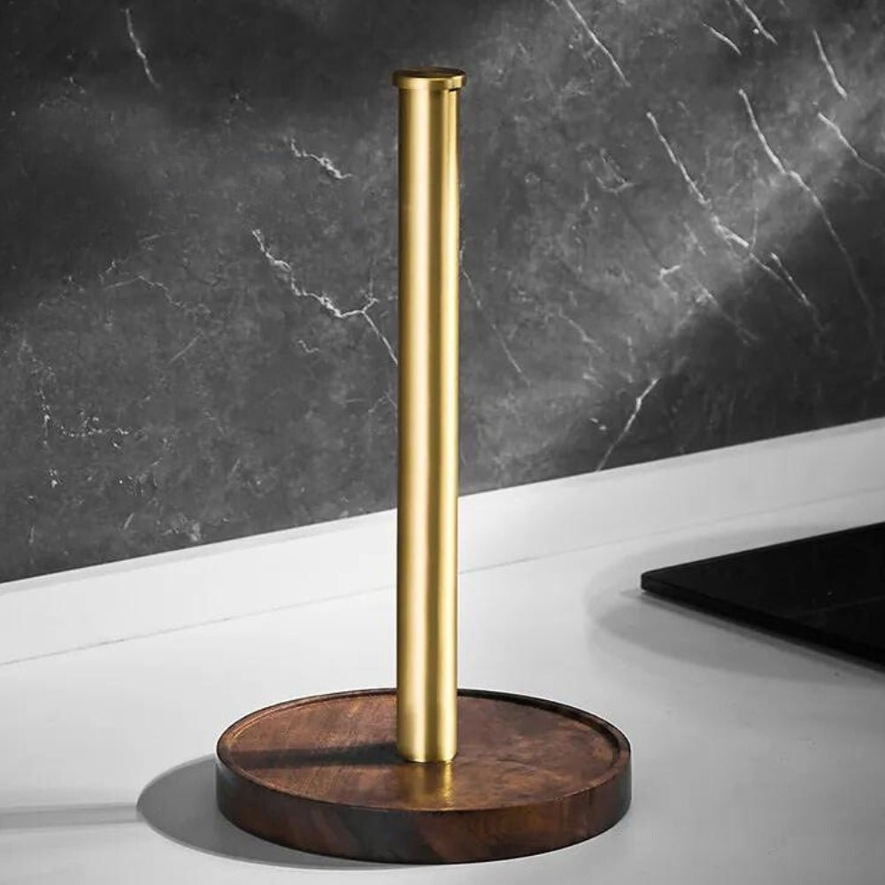 Solid Walnut Kitchen Paper Towel Holder — Minimalist Stand