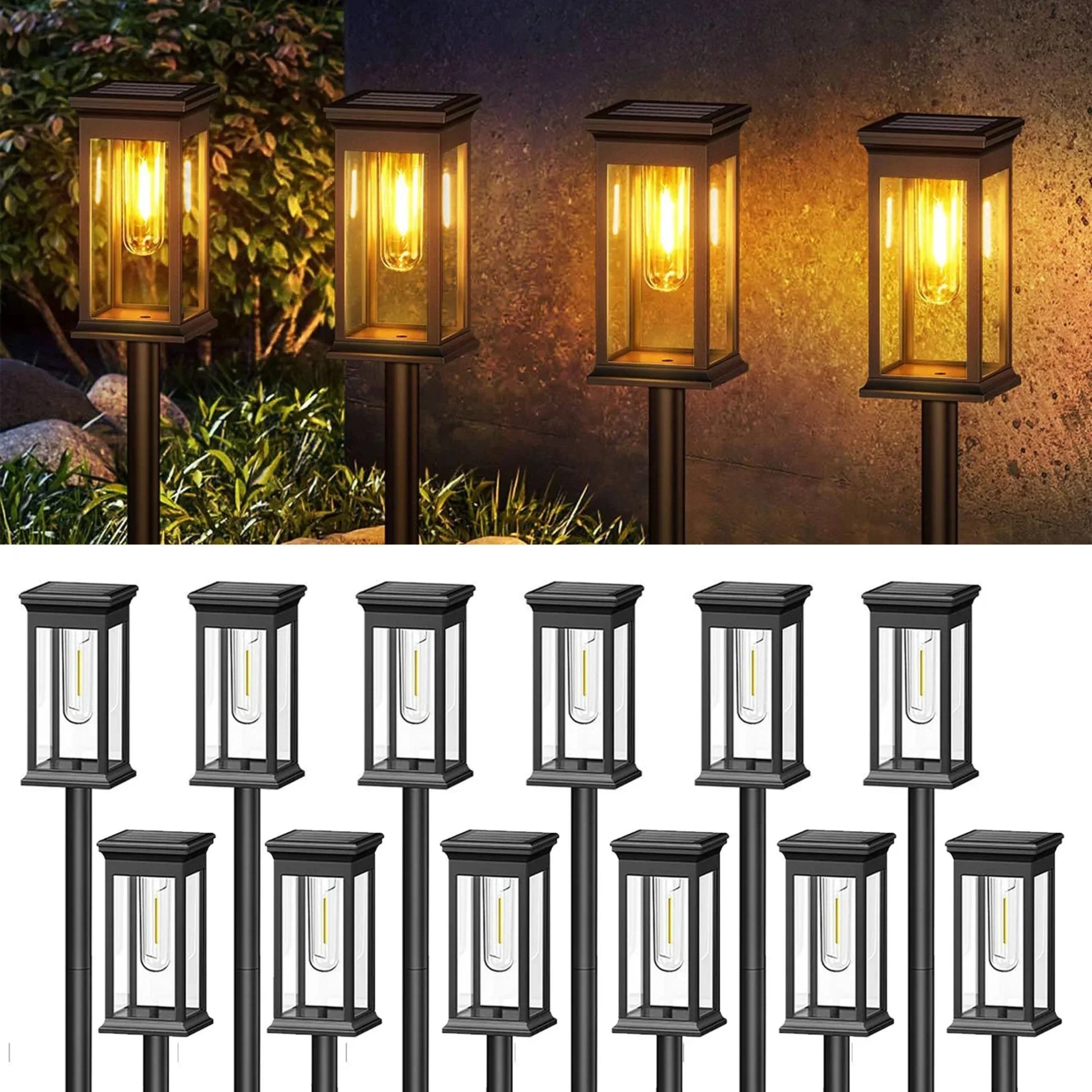 Solar Garden Lights — Warm White LED Outdoor Pathway