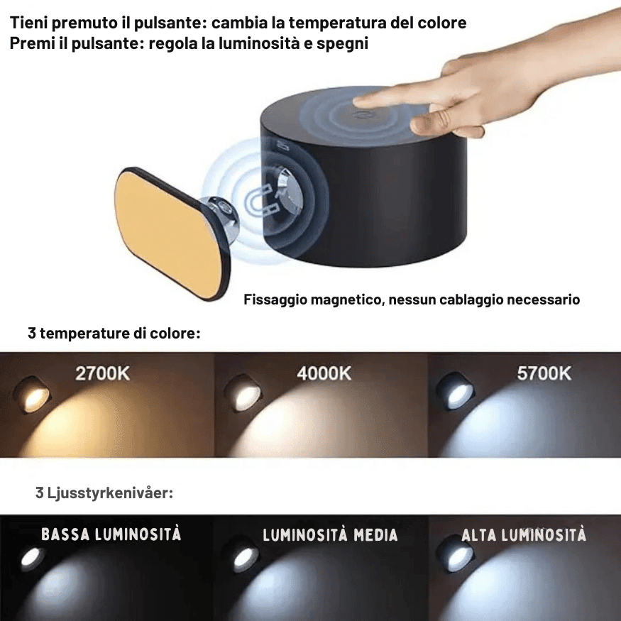Rechargeable Scandinavian Wall Light — Warm LED