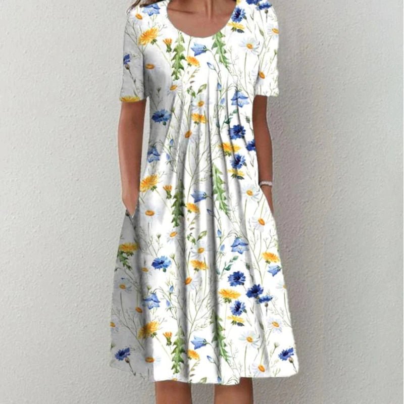 Floral Midi Dress — Casual A-Line Everyday Style