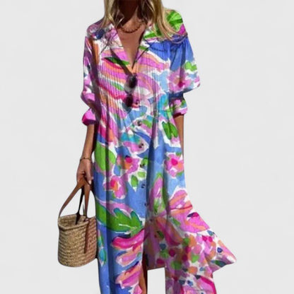 Boho Midi Dress — Colorful Print Flowy Fit