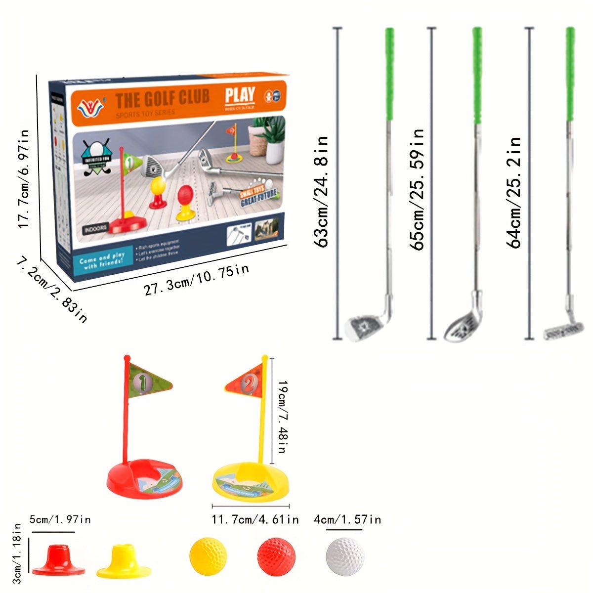 Kids Golf Set — Adjustable Clubs with Holes & Balls