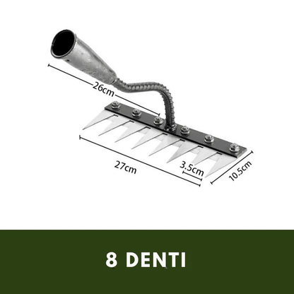 Carbon Steel Garden Rake — 5-8 Teeth Ergonomic