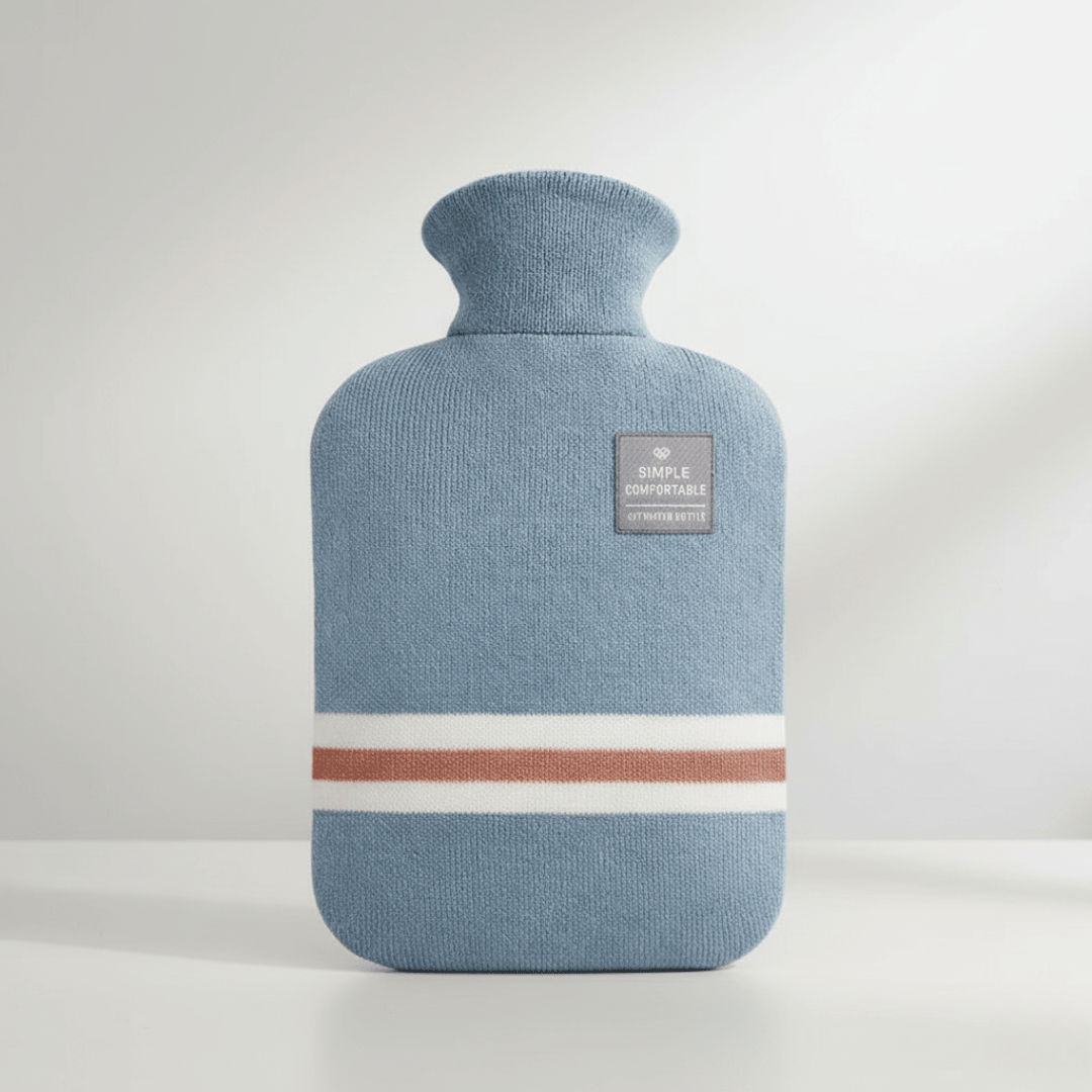 XL 2L Hot Water Bottle with Knit Cover — 8h Lasting Heat