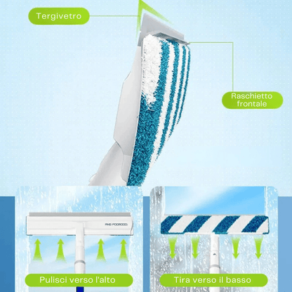 3-in-1 Window Cleaner — Telescopic Spray Squeegee