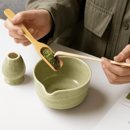 Japanese Matcha Tea Set — 6-Piece Bowl, Whisk & Scoop