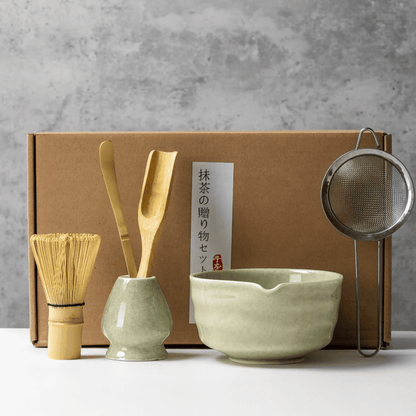 Japanese Matcha Tea Set — 6-Piece Bowl, Whisk & Scoop
