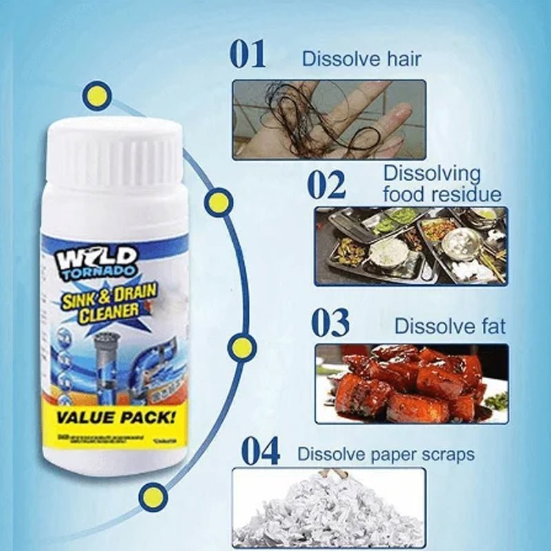Drain Cleaner Powder — Unclog Pipes and Stop Odors