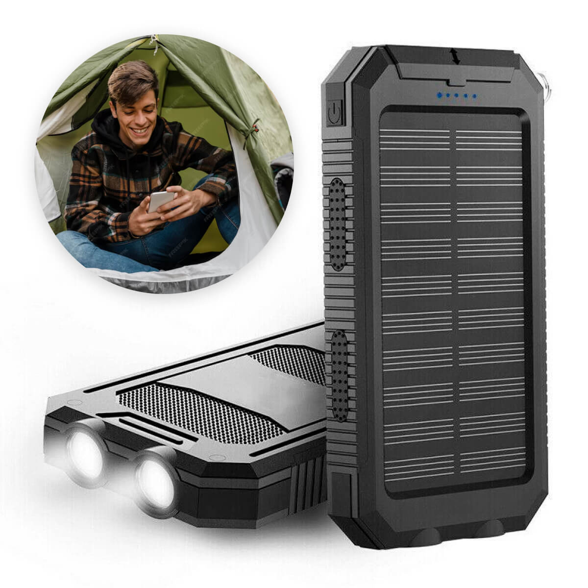 Solar Power Bank 20000mAh — Dual USB & LED