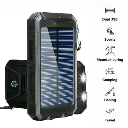 Solar Power Bank 20000mAh — Dual USB & LED