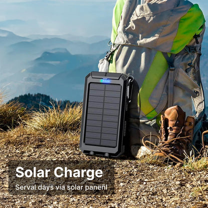 Solar Power Bank 20000mAh — Dual USB & LED