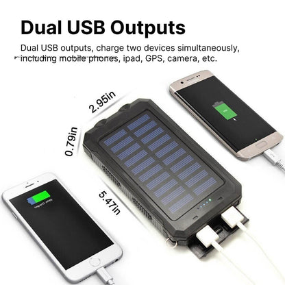 Solar Power Bank 20000mAh — Dual USB & LED