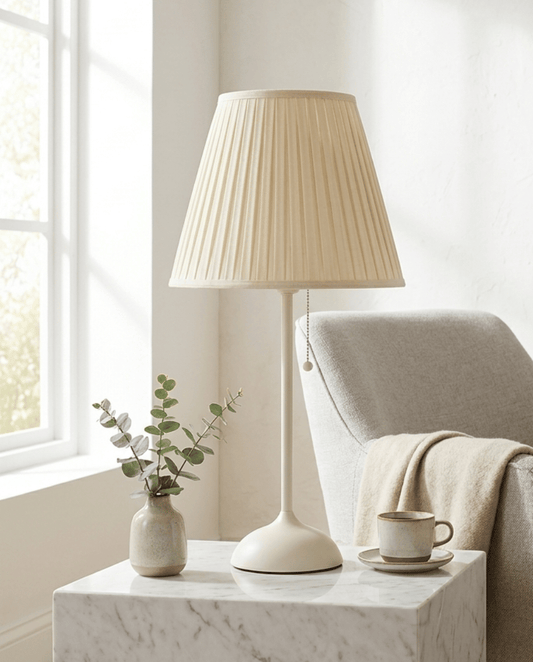 Brushed Brass Table Lamp — Pleated Shade