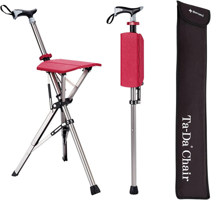 Trekking Pole with Built-In Folding Seat — Rest Anywhere