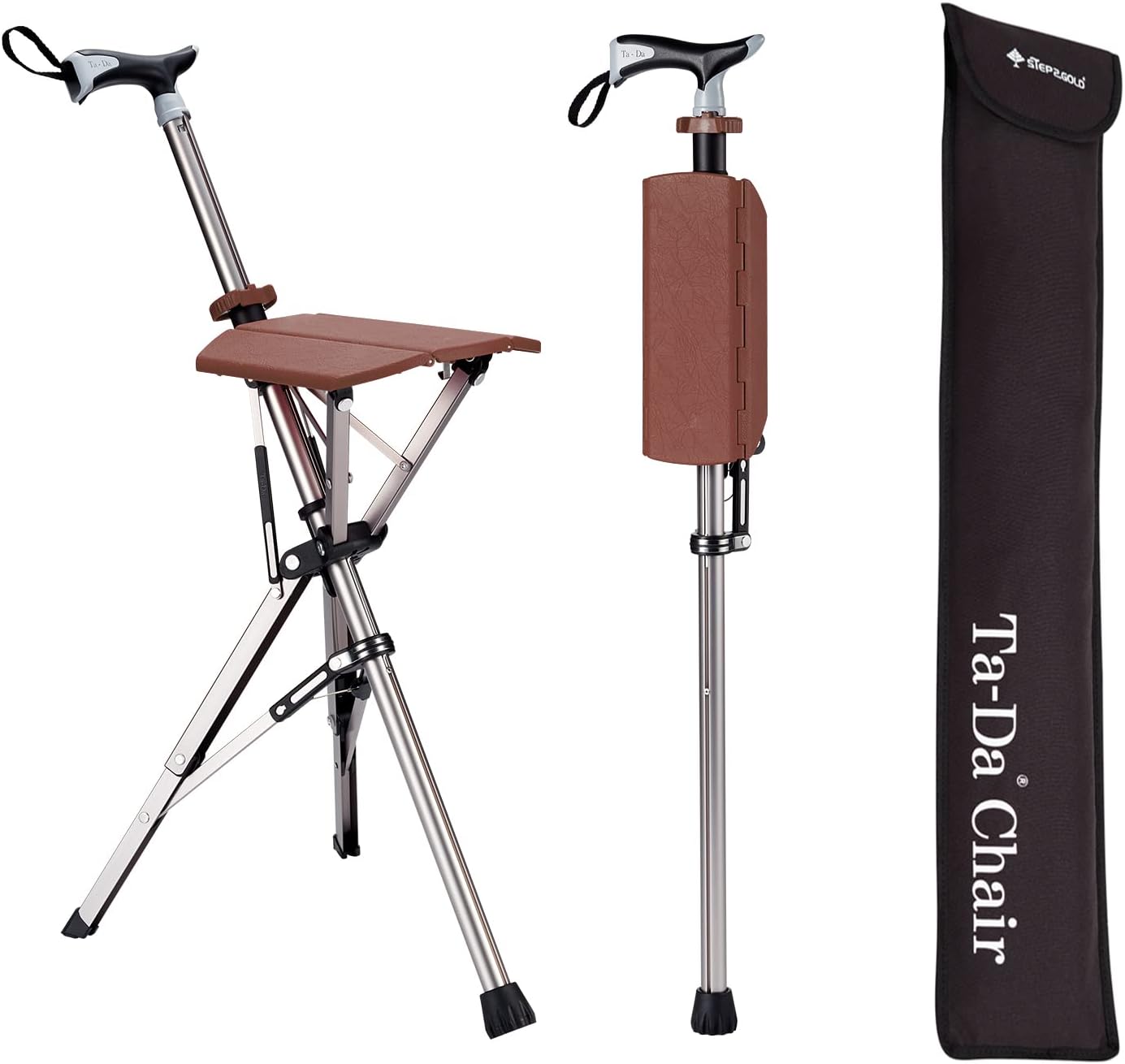 Trekking Pole with Built-In Folding Seat — Rest Anywhere