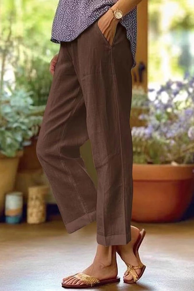 Lightweight Straight-Leg Summer Pants with Pockets