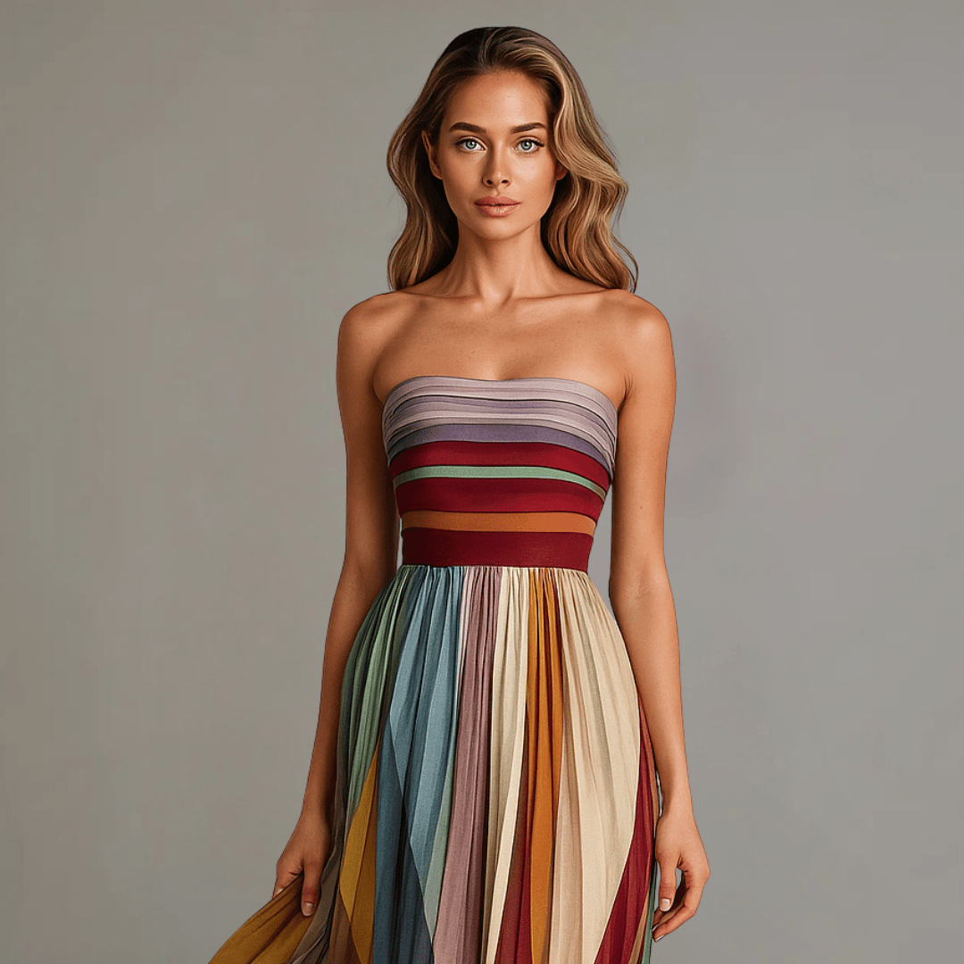 Strapless Pleated Maxi Dress for Special Occasions