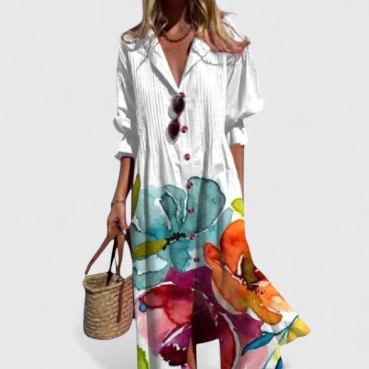 Boho Midi Dress — Colorful Print Flowy Fit