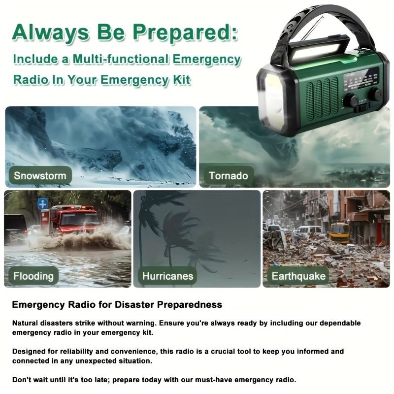 Multifunction Emergency Radio — Solar, Flashlight & USB