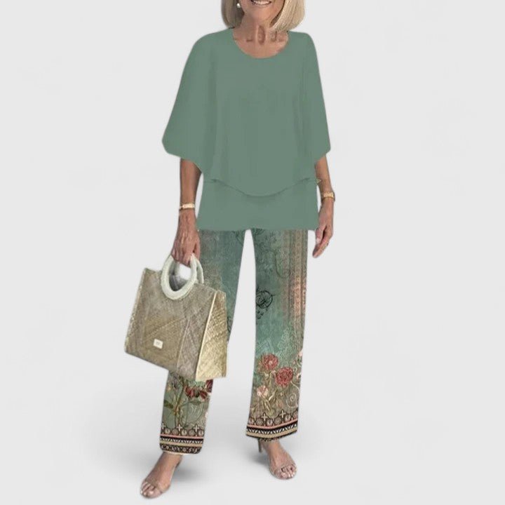 Two-Piece Outfit Set — Elegant Top and Trousers