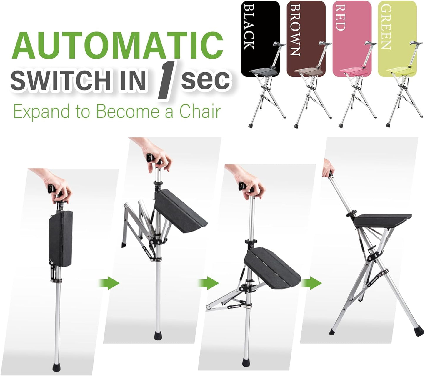 Trekking Pole with Built-In Folding Seat — Rest Anywhere