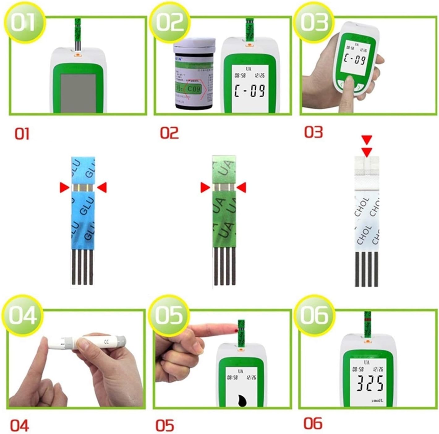 Cholesterol & Glucose Test Kit — Home Monitor