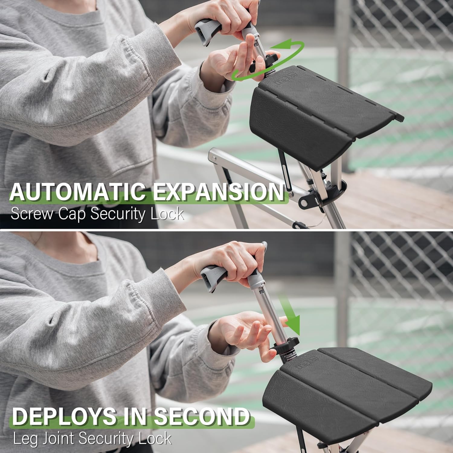 Trekking Pole with Built-In Folding Seat — Rest Anywhere